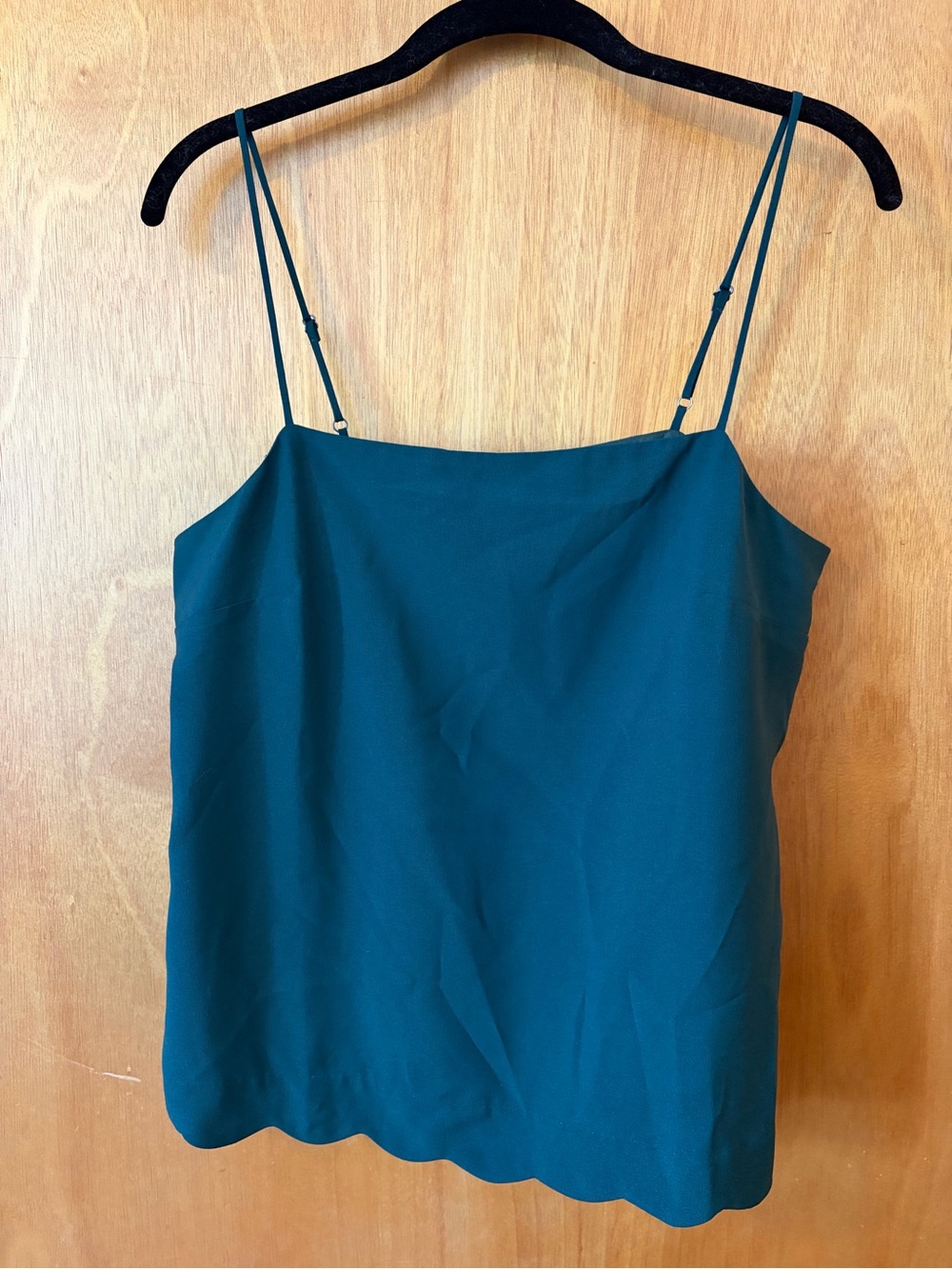 J. Crew Green Scalloped-Hem Camisole